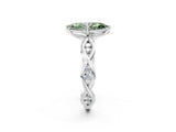 Silver Fancy Green Marquise  Solitaire Twist Band with Leaf Prong Setting 2