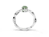 Silver Fancy Green Marquise  Solitaire Twisted Pave Diamond Ring with Four-Prong Setting_3