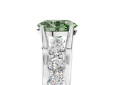 Silver Fancy Green Oval  Brilliant Solitaire with Side Stones on a Pave Band and Four-Prong Setting_17