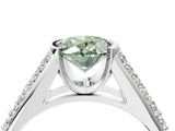 Silver Fancy Green Oval Cut Cut Diamond Channel Set Pave Band with Tension Prong Setting_10