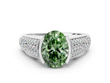Silver Fancy Green Oval Cut Cut Diamond Channel Set Pave Band with Tension Prong Setting_6
