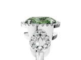 Silver Fancy Green Oval Cut Cut Halo Diamond Infinity Band with Four-Prong Setting_11