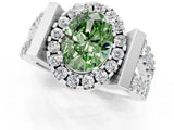 Silver Fancy Green Oval Cut Cut Halo Split Shank Prong Set Ring_7