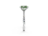 Silver Fancy Green Oval Cut Diamond Brilliant Solitaire Ring with Pavé Band and Four-Prong Setting_38