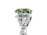 Silver Fancy Green Oval Cut Diamond  Halo Twist Band Solitaire Prong Setting Ring_17