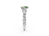 Silver Fancy Green Oval Cut Diamond Side Stone Engagement Ring with Four-Prong Setting_2