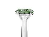 Silver Fancy Green Oval Cut Diamond Solitaire Engagement Ring with Cathedral Setting and Four-Prong Mount_11