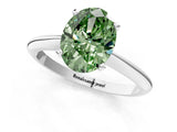 Silver Fancy Green Oval Cut Diamond Solitaire Engagement Ring with Classic Band and Four-Prong Setting_13