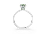 Silver Fancy Green Oval Cut Diamond Solitaire Ring with Classic Band and Four-Prong Setting_9