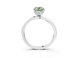 Silver Fancy Green Oval Cut Diamond Solitaire Ring with Thin Band and Prong Setting_3