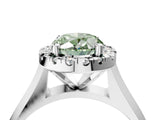 Silver Fancy Green Oval  Cut Halo Solitaire Engagement Ring with Square Band and Four-Prong Setting_28
