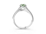 Silver Fancy Green Oval Cut Solitaire Diamond Ring with Six-Prong Setting and Classic Band_11