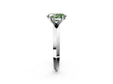 Silver Fancy Green Oval  Cut Solitaire Engagement Ring with Flat Band and Four-Prong Setting 2