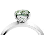 Silver Fancy Green Oval  Cut Solitaire Engagement Ring with Flat Band and Four-Prong Setting 4