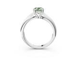 Silver Fancy Green Oval  Cut Solitaire Engagement Ring with Tapered Band and Four-Prong Setting 4