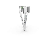 Silver Fancy Green Oval Cut Solitaire Tension-Set Diamond Split Shank Ring_8