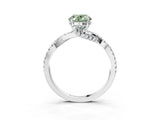 Silver Fancy Green Oval Cut Solitaire Twist Pave Diamond Engagement Ring with Prong Setting_45