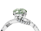Silver Fancy Green Oval Cut Solitaire Twist Pave Diamond Engagement Ring with Prong Setting_46