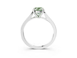 Silver Fancy Green Oval  Solitaire Diamond Ring with Four-Prong Setting and Tapered Band 3