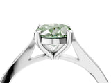 Silver Fancy Green Oval  Solitaire Diamond Ring with Four-Prong Setting and Tapered Band 4