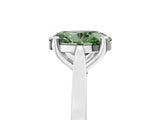 Silver Fancy Green Oval  Solitaire Diamond Ring with Four-Prong Setting and Tapered Band 5
