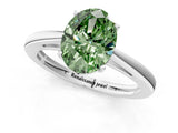 Silver Fancy Green Oval  Solitaire Diamond Ring with Split Shank and Four-Prong Setting_13