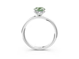 Silver Fancy Green Oval  Solitaire Diamond Ring with a Classic Band and Four-Prong Setting 3