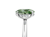 Silver Fancy Green Oval  Solitaire Diamond Ring with a Classic Band and Four-Prong Setting 5
