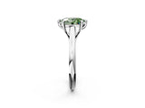 Silver Fancy Green Oval  Solitaire Engagement Ring with Six-Prong Setting and Classic Band 2