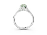 Silver Fancy Green Oval  Solitaire Engagement Ring with Six-Prong Setting and Classic Band 3