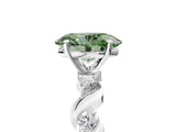 Silver Fancy Green Oval  Solitaire Twisted Band with Prong Setting 5