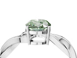 Silver Fancy Green Oval  Solitaire Twisted Pave Diamond Ring with Four-Prong Setting_4