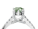 Silver Fancy Green Pear  Brilliant Diamond Solitaire with Pavé Band and Four-Prong Setting 4