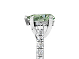 Silver Fancy Green Pear  Brilliant Diamond Solitaire with Pavé Band and Four-Prong Setting 5