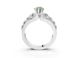 Silver Fancy Green Pear  Brilliant Solitaire with Side Stones on a Pave Band and Four-Prong Setting_15