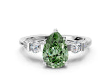Silver Fancy Green Pear Cut Brilliant Three-Stone Pave Band with Four-Prong Setting_6