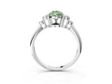 Silver Fancy Green Pear Cut Cut Diamond Cluster Ring with Solitaire Band and Four-Prong Setting_22