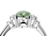 Silver Fancy Green Pear Cut Cut Diamond Cluster Ring with Solitaire Band and Four-Prong Setting_23