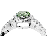 Silver Fancy Green Pear Cut Cut Diamond Halo Engagement Ring with Open Split Pavé Band_10