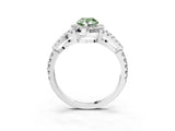 Silver Fancy Green Pear Cut Cut Diamond Halo Engagement Ring with Open Split Pavé Band_9