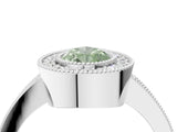 Silver Fancy Green Pear Cut-Cut Diamond Halo Engagement Ring with Pave Band and Prong Setting_10