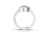Silver Fancy Green Pear Cut-Cut Diamond Halo Engagement Ring with Pave Band and Prong Setting_9
