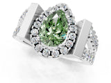 Silver Fancy Green Pear Cut Cut Halo Split Shank Prong Set Ring_7