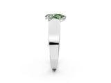 Silver Fancy Green Pear Cut Diamond Channel Set Solitaire Ring with Four-Prong Setting_120