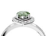 Silver Fancy Green Pear Cut Diamond Double Halo Ring with Split Shank and Four-Prong Setting_10