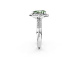 Silver Fancy Green Pear Cut Diamond Double Halo Ring with Split Shank and Four-Prong Setting_8