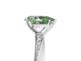 Silver Fancy Green Pear Cut Diamond Engagement Ring with Side Stone Accents and Four-Prong Setting_17