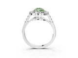 Silver Fancy Green Pear Cut Diamond Floral Halo Split Shank Prong Setting Ring_9