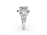 Silver Fancy Green Pear Cut Diamond Halo Ring with Split Shank and Bezel Accents and Four-Prong Setting_8