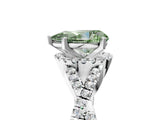 Silver Fancy Green Pear Cut Diamond  Halo Twist Band Solitaire Prong Setting Ring_17